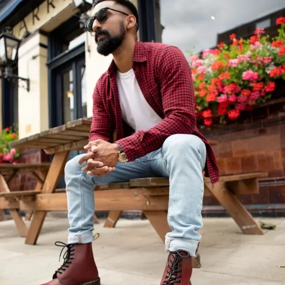 🆕DR MARTENS 1460 SLIP RESISTANT LEATHER LACE UP BOOTS CHERRY RED INDUSTRIAL NWT - Picture 3 of 13